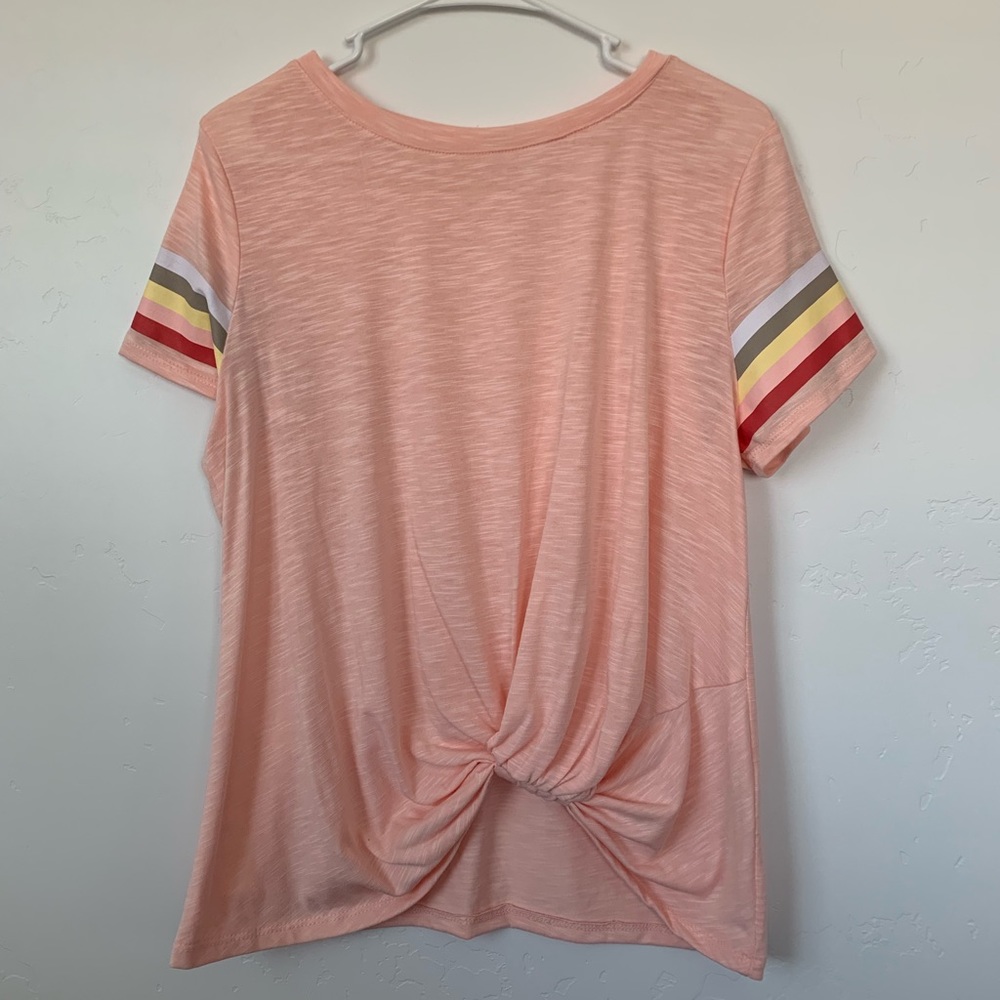 Stripped Arm coral pink shirt ✨